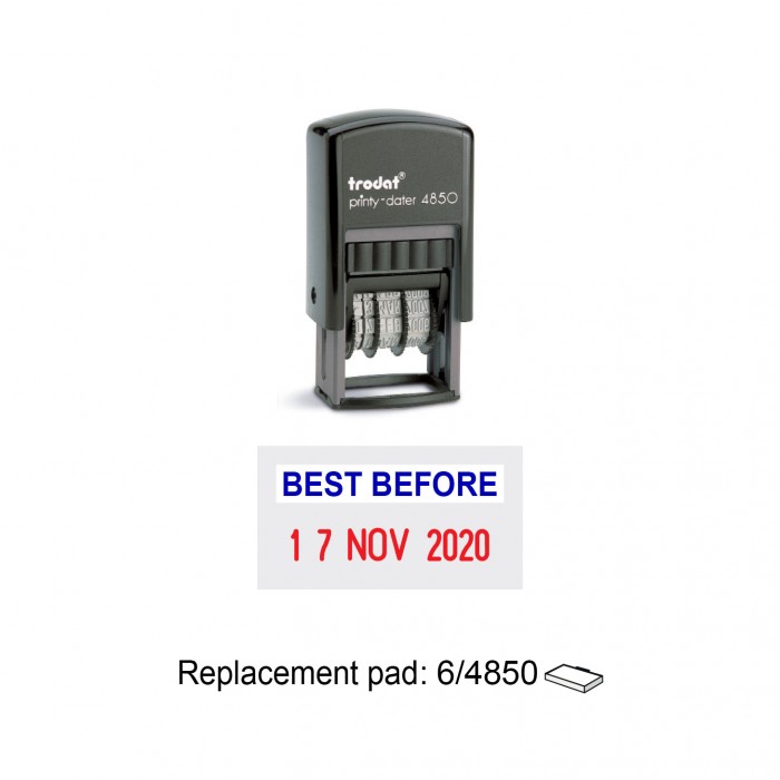 Trodat 4850 Self Inking Stamps 25x5mm, Date 3.8mm